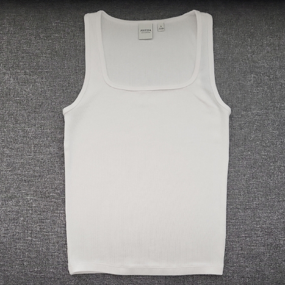 Aritzia Homestretch Rib Square Neck White Tank Top - Picture 2 of 4
